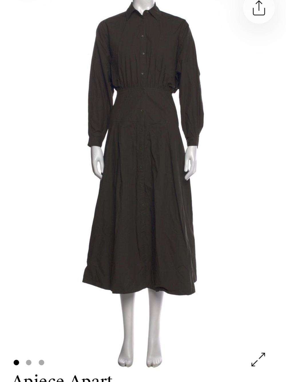 Apiece Apart Olive Button-Front Midi Dress - Picture 7 of 7